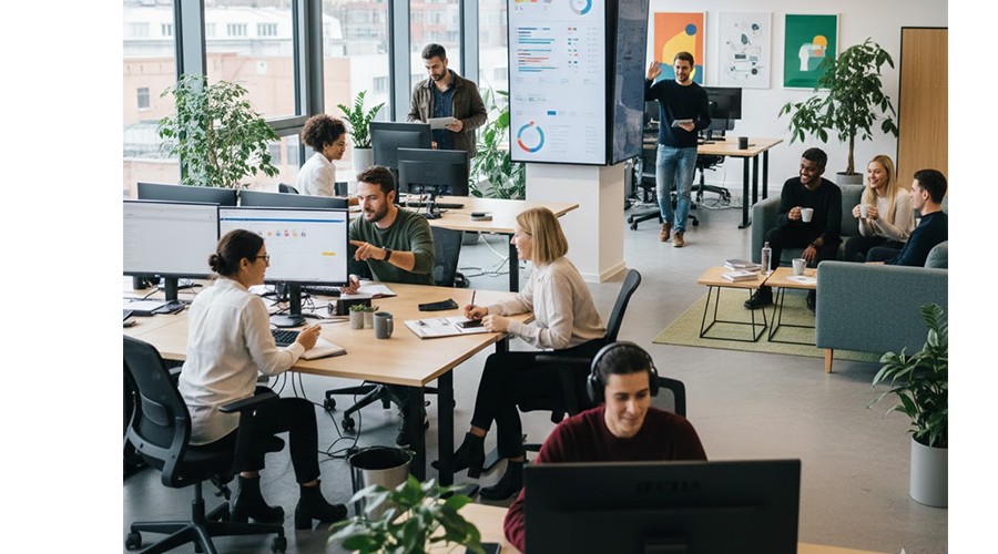 Collega's aan het werk op kantoor. Foto BB.