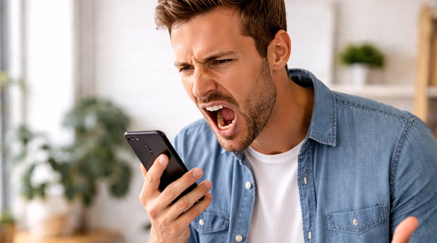 Een boze ZZP'er die vindt dat hij ten onrechte wordt beschuldigd van schijnzelfstandigheid. (Foto ter illustratie).