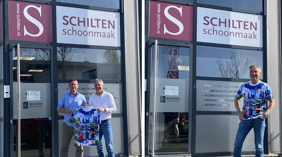 SIEV-bestuurslid Antoine Verhoef in het fraaie shirt voor zijn bedrijf Schilten Schoonmaak.